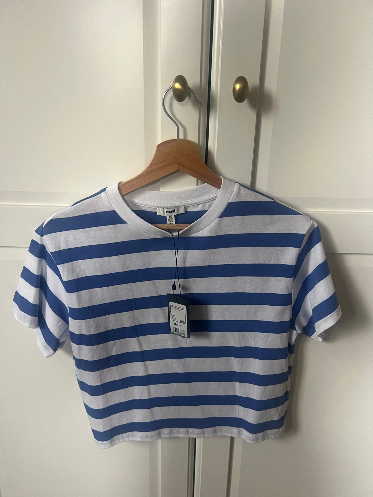 Mavi gestreepte crop top, maat XS, nieuw met kaartje, Blauw, Nieuw, Ophalen of Verzenden, Korte mouw