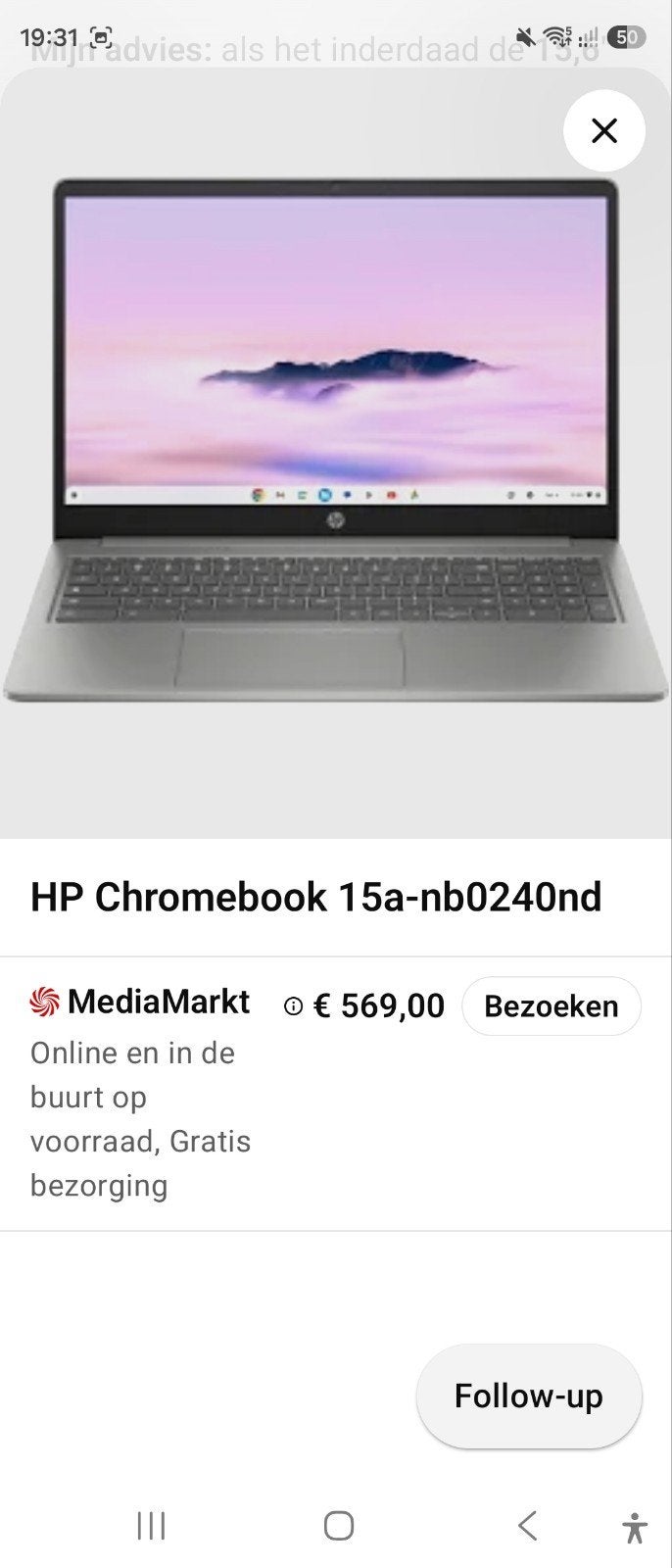HP Chromebook 15a-nb0240nd als nieuw, Computers en Software, Ophalen of Verzenden