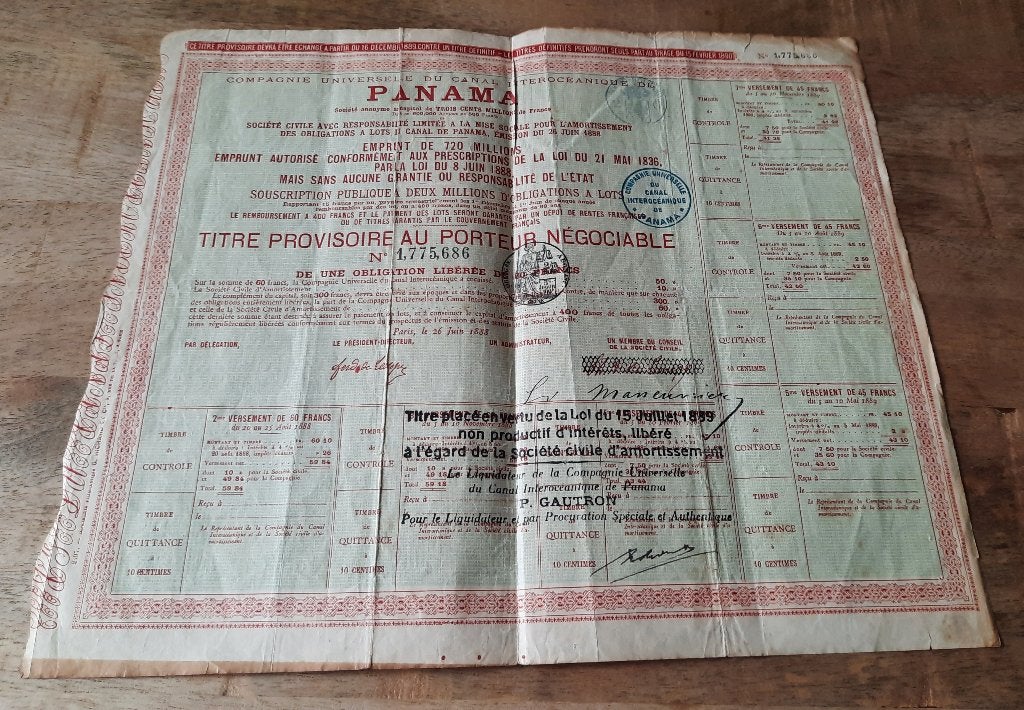 Panamakanaal, oud aandeel, Ophalen of Verzenden, Voor 1920, Aandeel