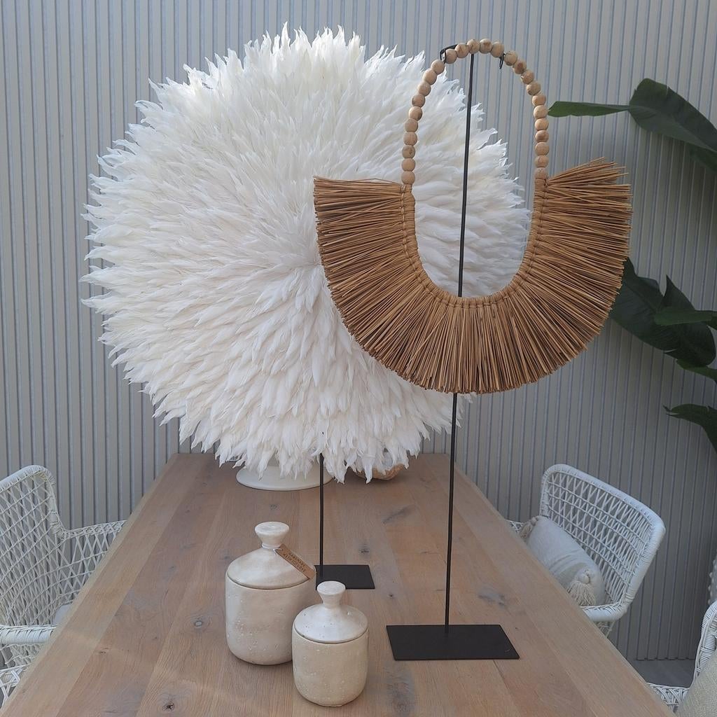 Ibiza stijl set veren krans en gras stro ornament 1 m!!, Ophalen, X, X, X