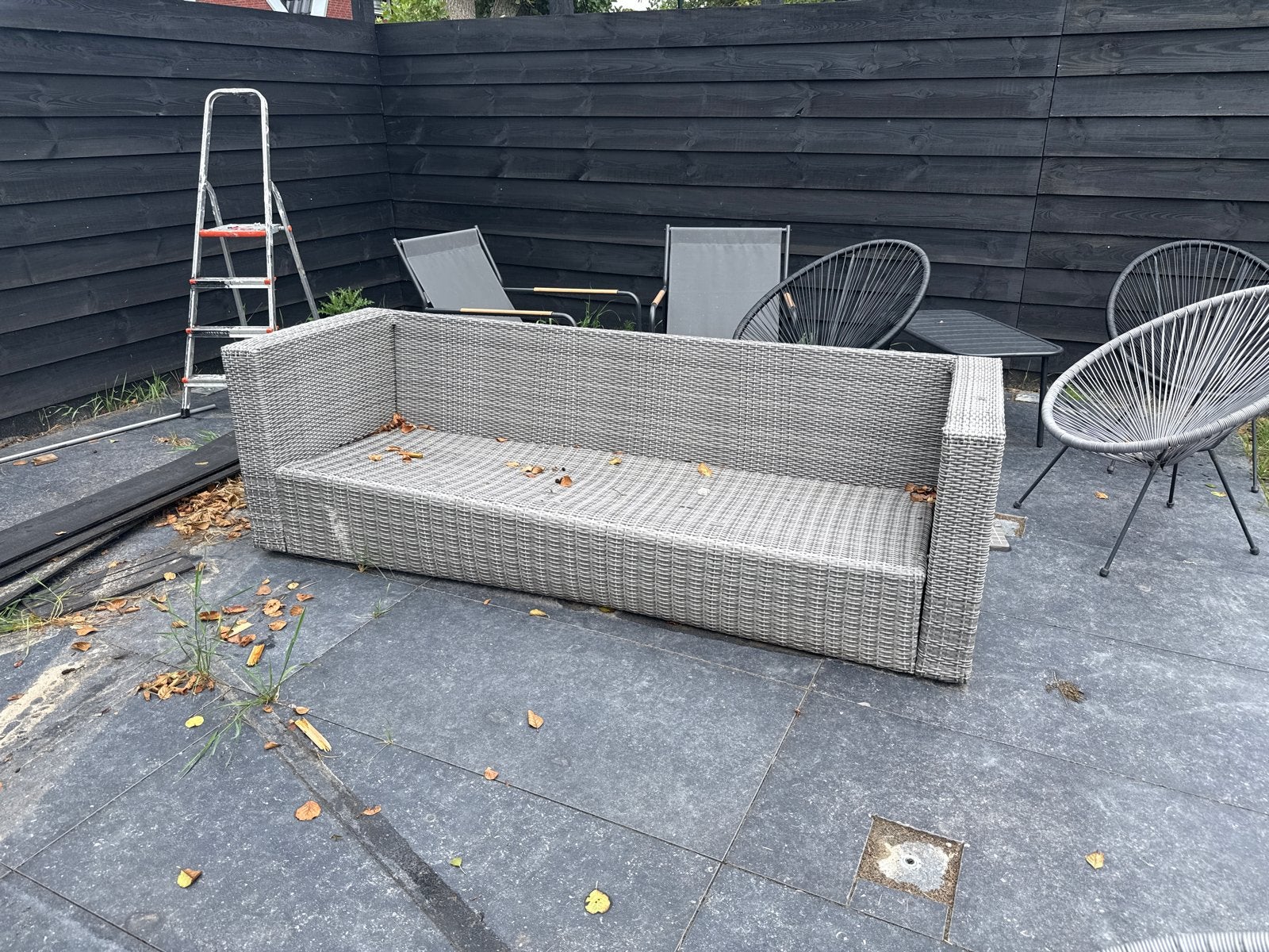 Tuinbank zonder kussens, Ophalen, Gebruikt, Wicker