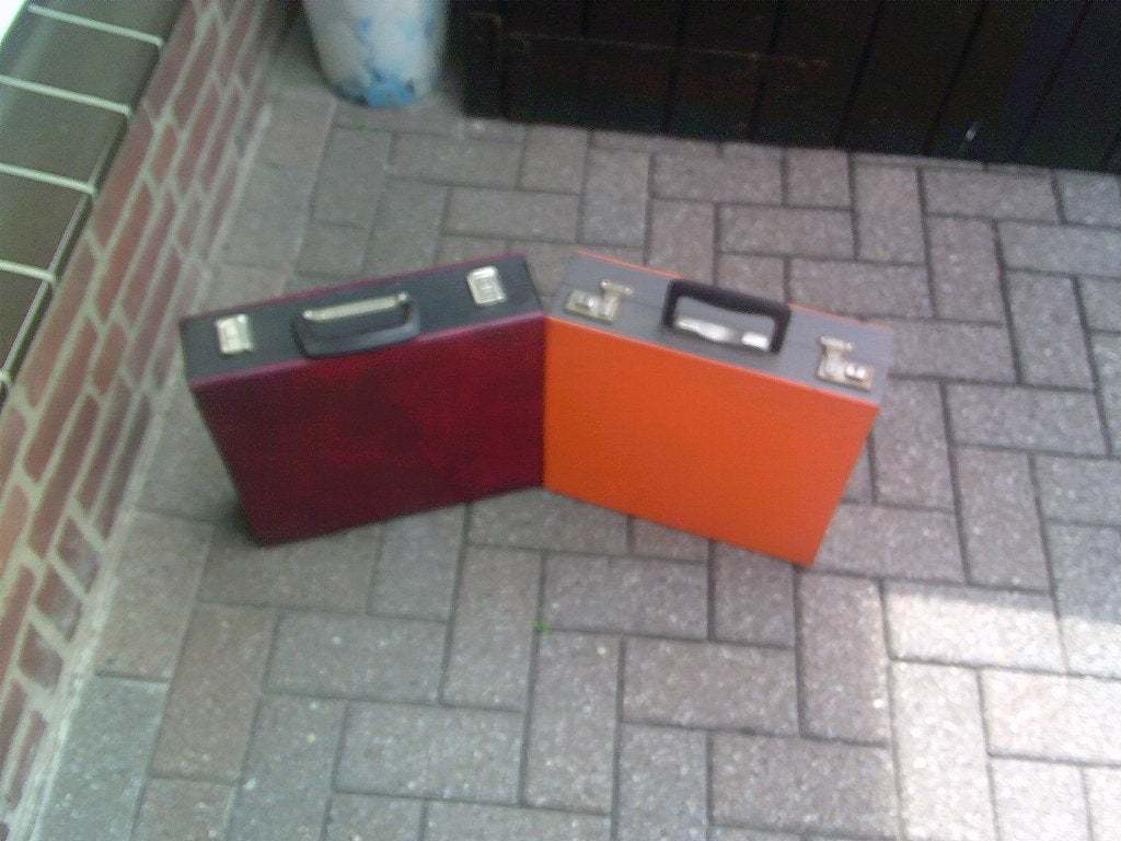 2 Vintage Vinyl LP Koffers - Rood en Oranje, Gebruikt, Ophalen of Verzenden, Overige typen, Overige genres