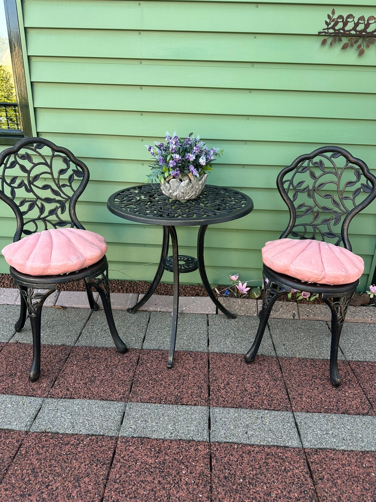 Bistro Tuinset - 2 Stoelen en Tafel - met twee sier kussens, 2 zitplaatsen, Overige materialen, Eettafel, Nieuw