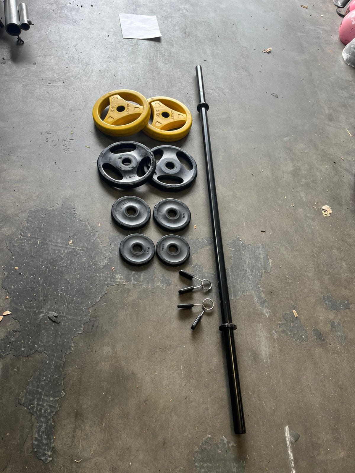 Halter stang met schijven gewichten, Gebruikt, Stang, Halterset, Halter set