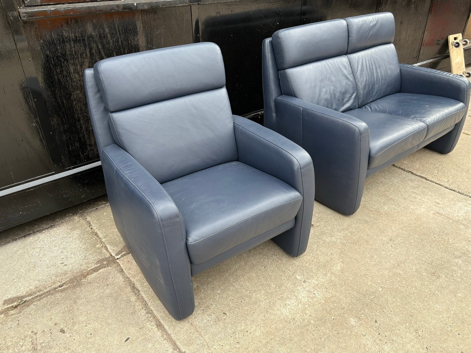 Zgan W. Schillig Longlife Leren Zithoek - Bank en Fauteuil, 150 tot 200 cm, Tweepersoons, Ophalen of Verzenden, Zo goed als nieuw