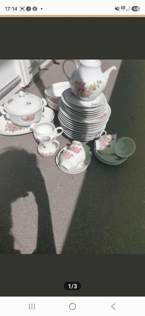 Vintage Servies Set Henneberg Porzellan - Bloemmotief, Ophalen of Verzenden