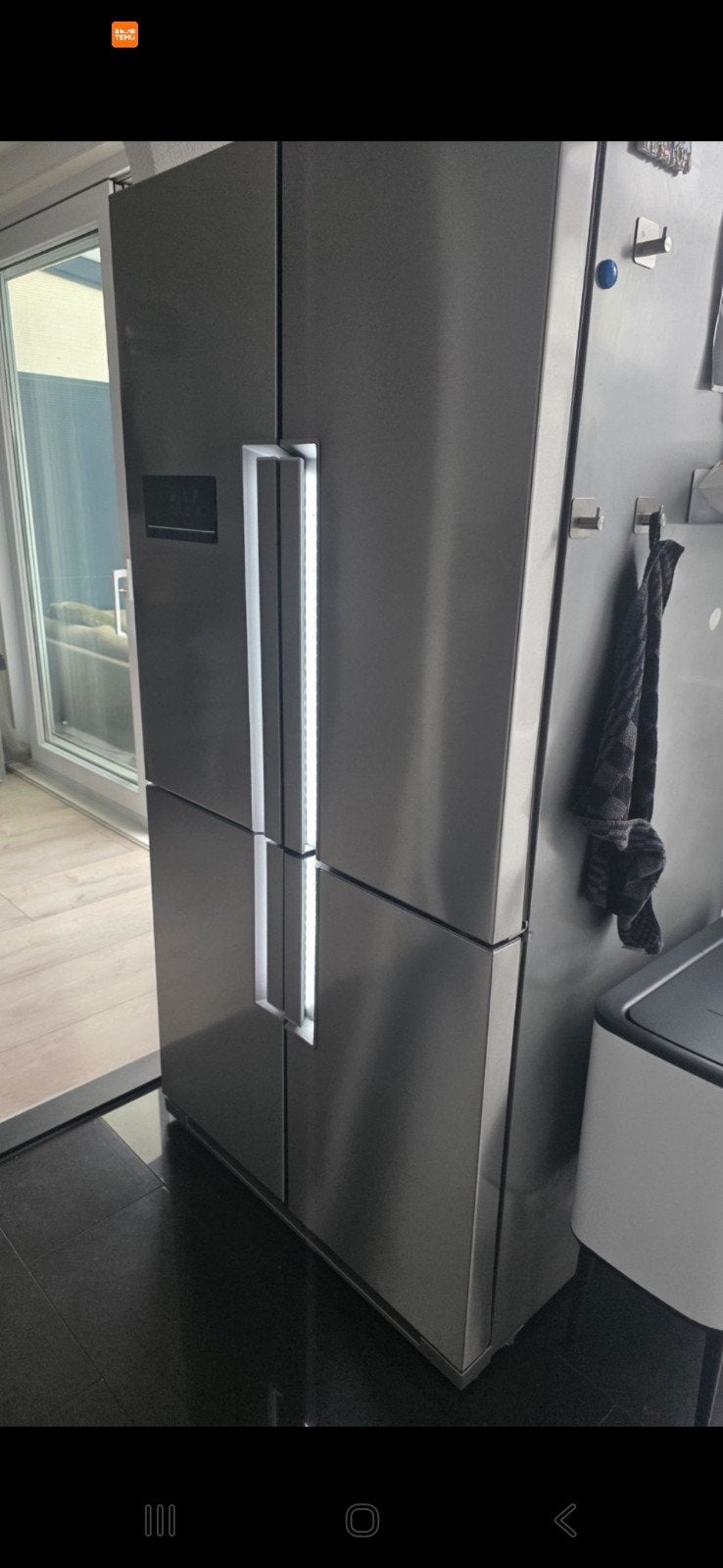Whirlpool 4-deurs koelkast RVS/inox - Ruim en functioneel, Ophalen, Gebruikt, 200 liter of meer, 60 cm of meer