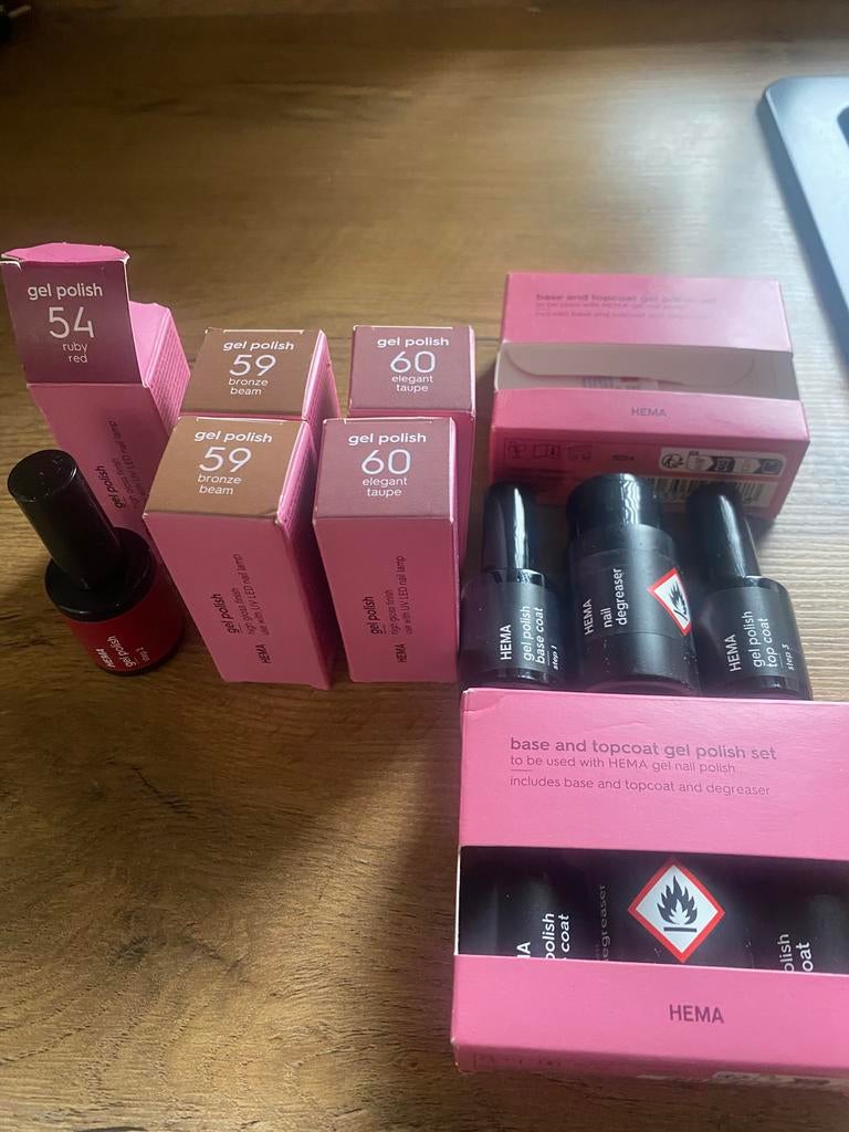 Gel nagellak 5 x en base and topcoat gel polish set 2 x, Overige kleuren, Nieuw, Ophalen of Verzenden, Handen en Nagels