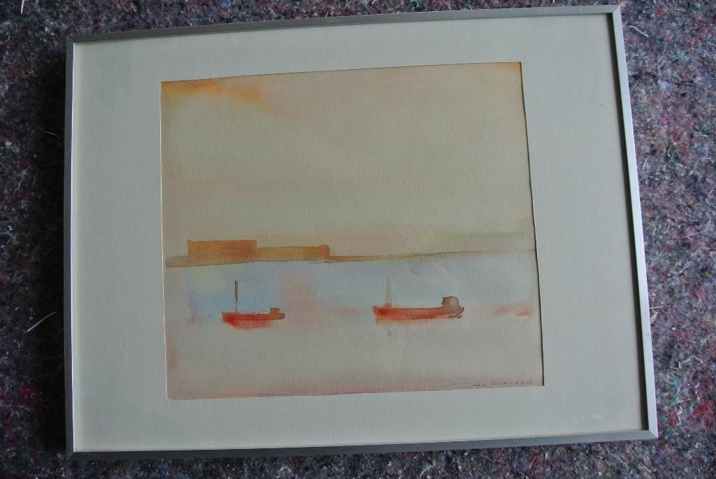 trees suringh aquarel rivier, Ophalen of Verzenden