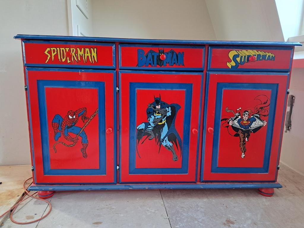 Superhelden Commode/Kast: Spiderman, Batman, Superman, Gebruikt, 100 cm of meer, Minder dan 50 cm, Commode