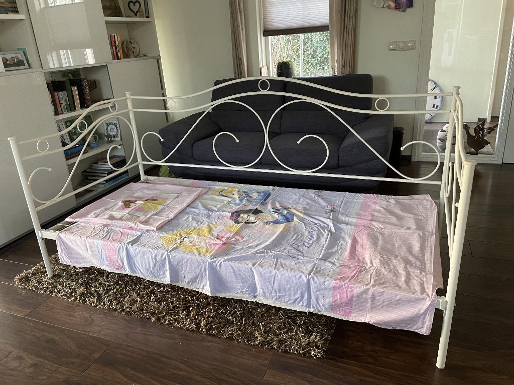 Eenpersoonsbed voor meisjes (gratis prinsessendekbedovertrek, Ophalen, 90 cm, Eenpersoons, Wit