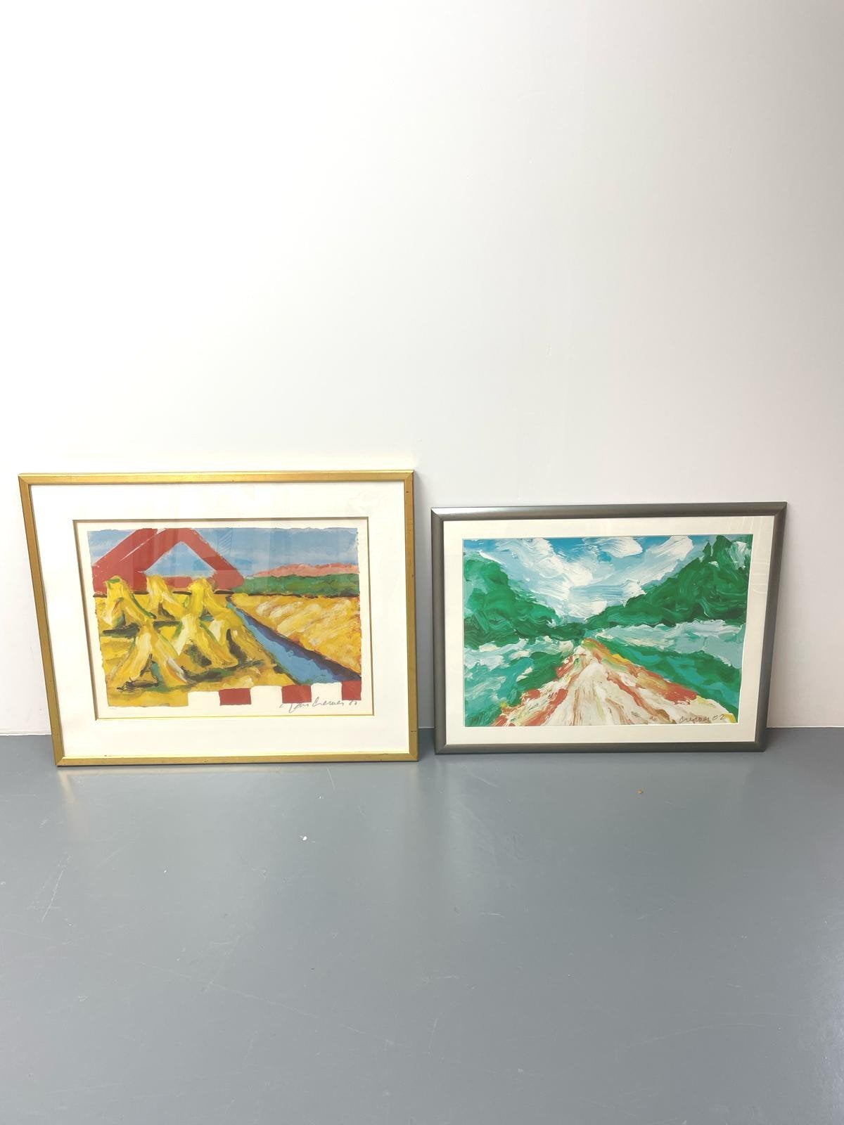 2x Jan Cremer Zeefdrukken: 'Landschap' en 'Weg', Ophalen of Verzenden