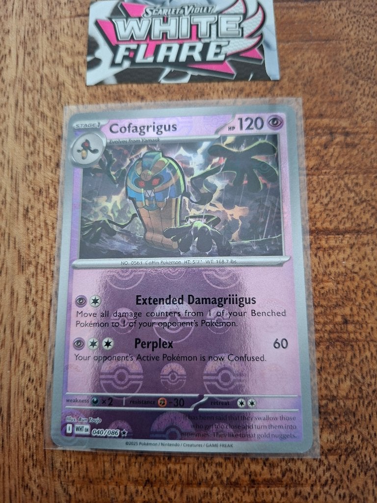 Pokemon Cofagrigus (pokeball) (040/082) – White Flare, Ophalen of Verzenden, Nieuw, Losse kaart, Foil