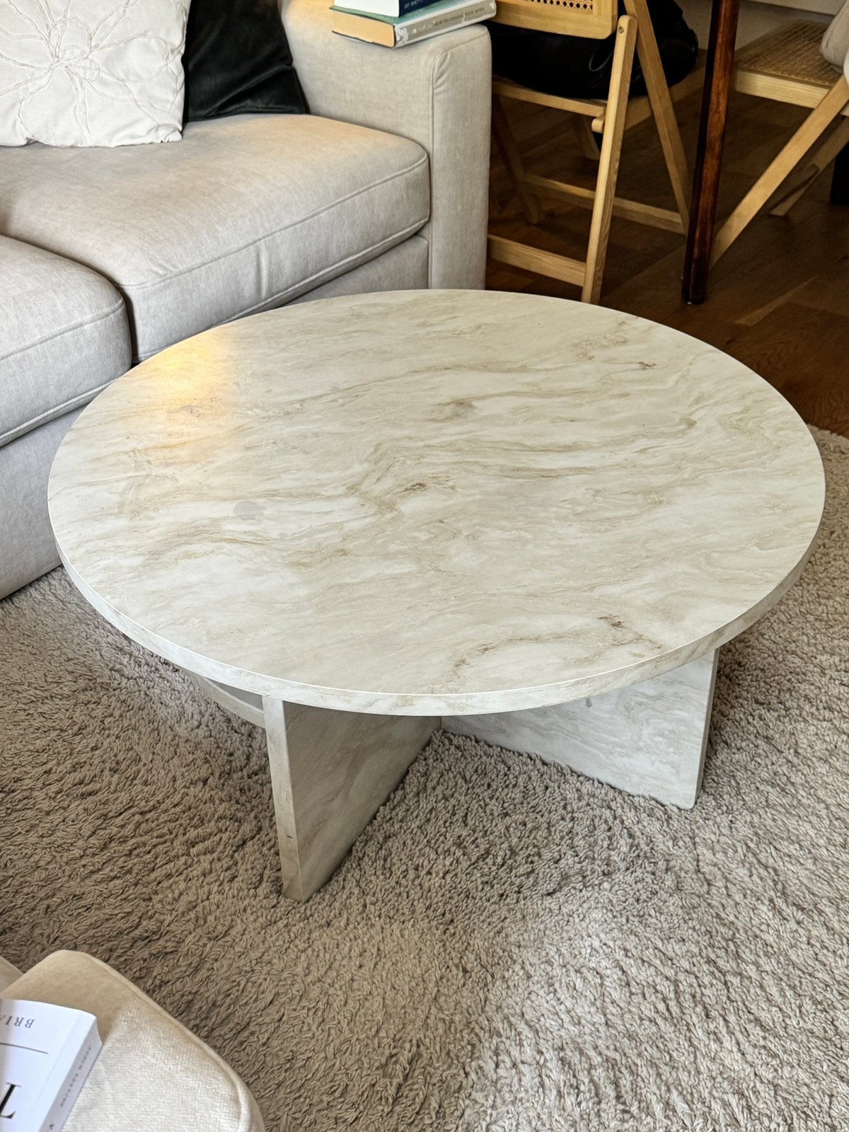 Marmer look salontafel, Ophalen, Gebruikt, Rond, 50 tot 100 cm