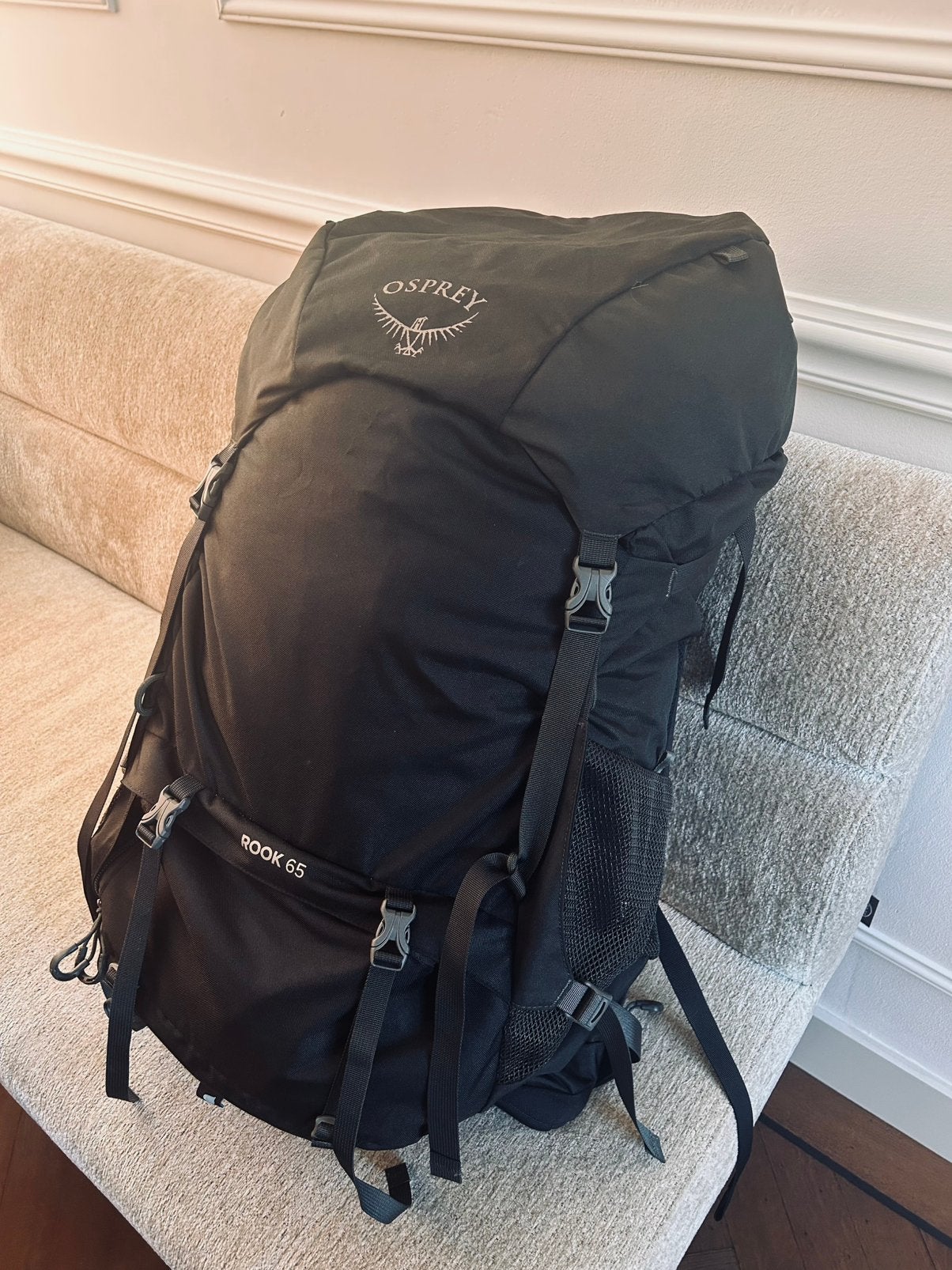 Osprey Rook 65L trekkingrugzak + regenhoes backpack rugzak, Ophalen of Verzenden, Zo goed als nieuw
