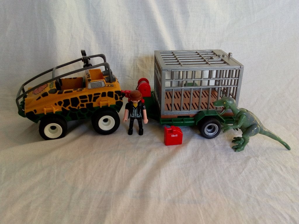 Playmobil 4175 set 2 Amfibievoertuig met Deinoncychus, Ophalen of Verzenden, Gebruikt, Complete set
