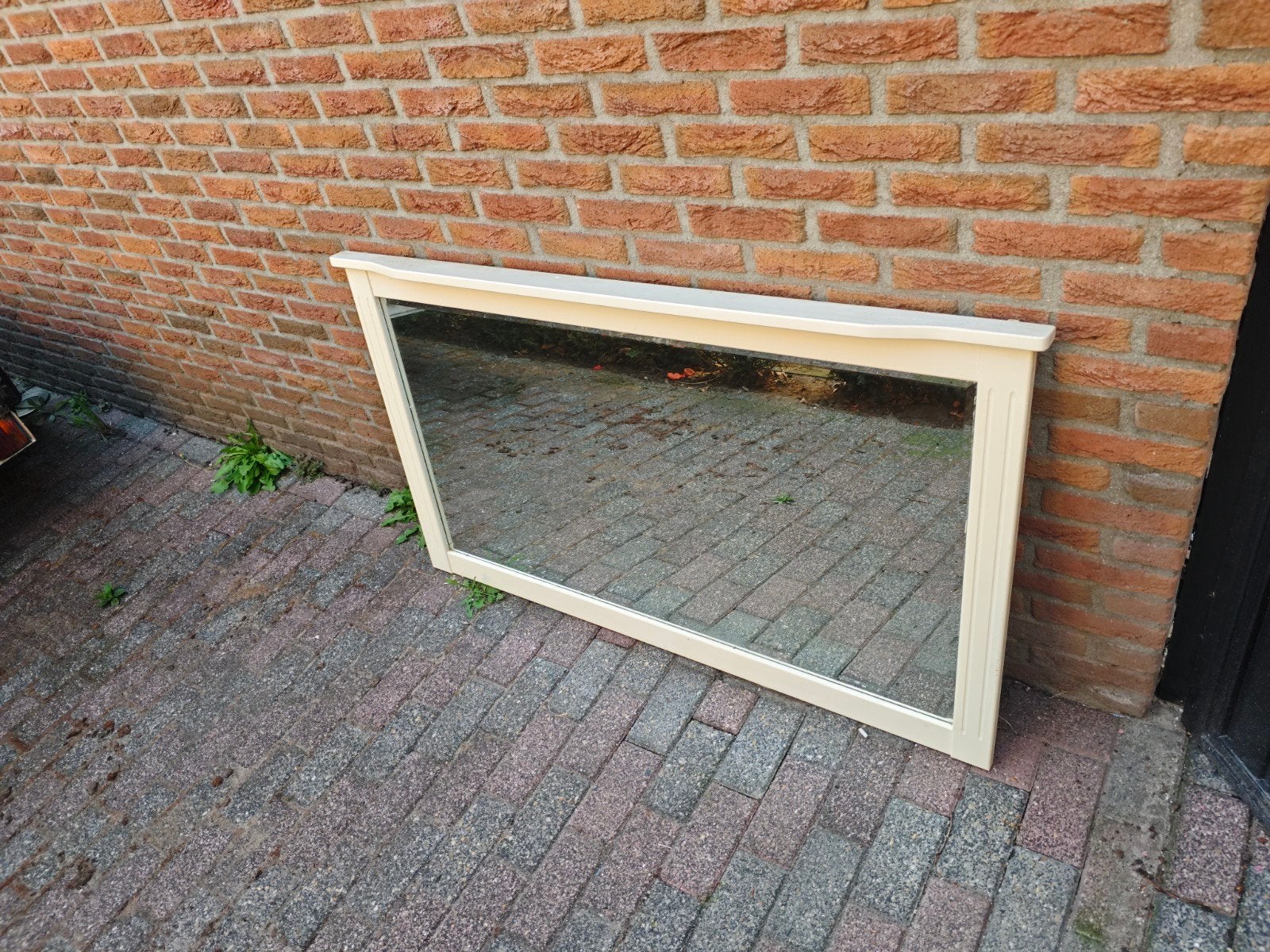 Grote rechthoekige spiegel met houten lijst Gratis, Ophalen, Zo goed als nieuw, Rechthoekig, Minder dan 100 cm