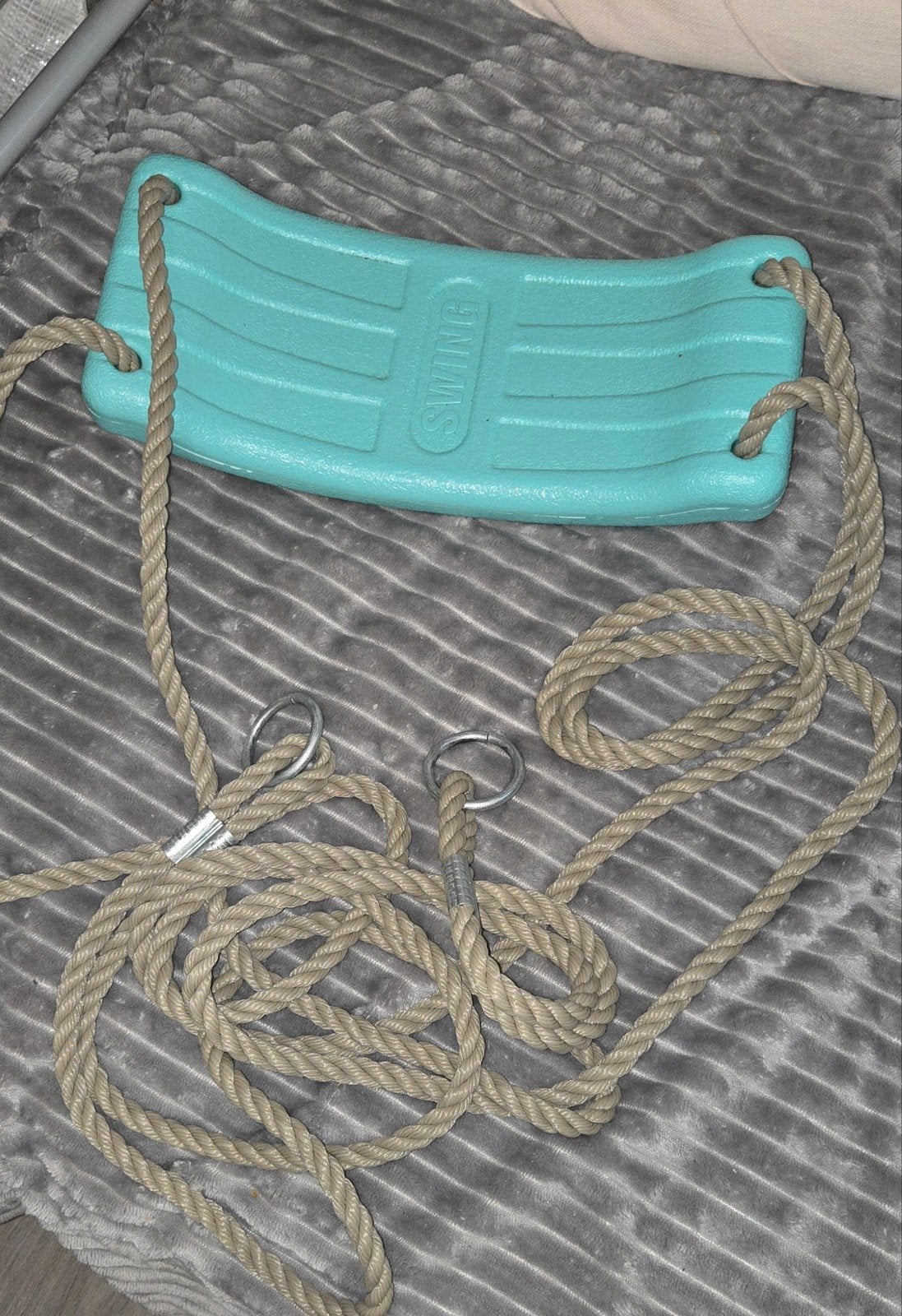 Schommelzitje met touwen - Turquoise, Kinderen en Baby's, Speelgoed | Buiten | Speeltoestellen, Ophalen of Verzenden, Gebruikt