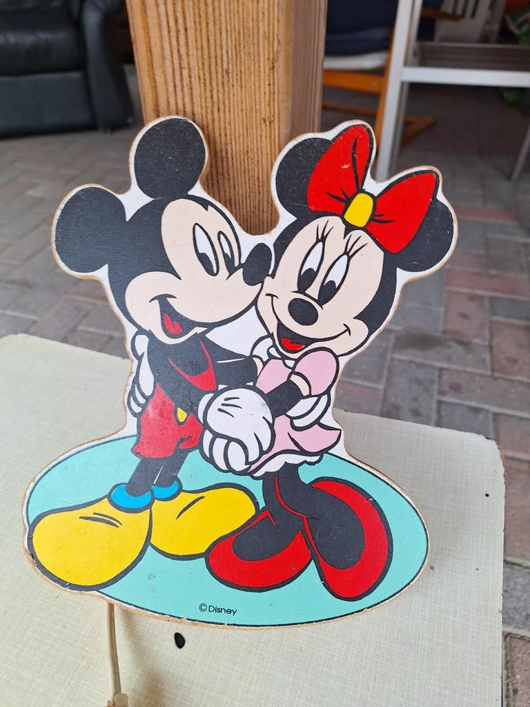 Vintage Disney Mickey Mouse houten lamp, Verzamelen, Disney, Ophalen of Verzenden, Mickey Mouse, Gebruikt