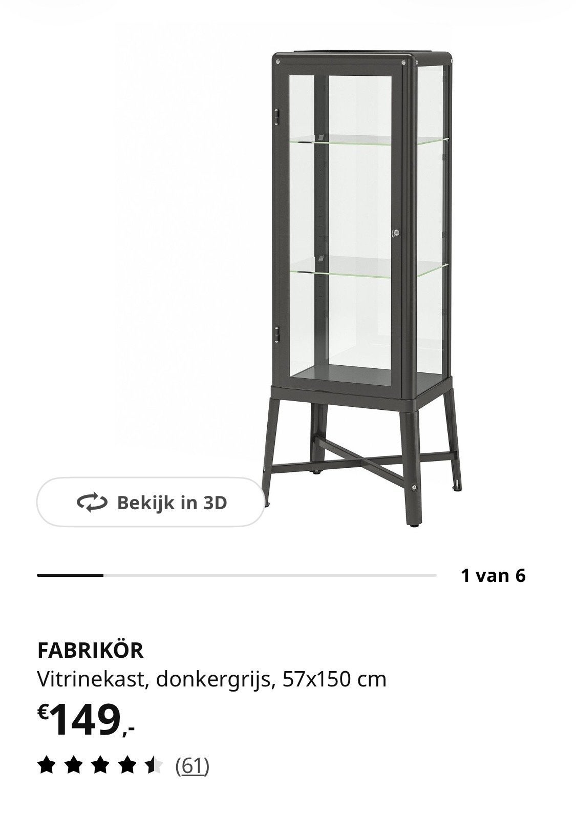 IKEA Fabrikör Vitrinekast - Ideaal voor plantenkas, Ophalen, Gebruikt, 50 tot 100 cm, Glas