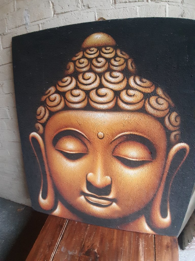 Schilderij Boeddha, handgeschilders, opgespoten, Ophalen, Acrylverf, Doek, Klassiek