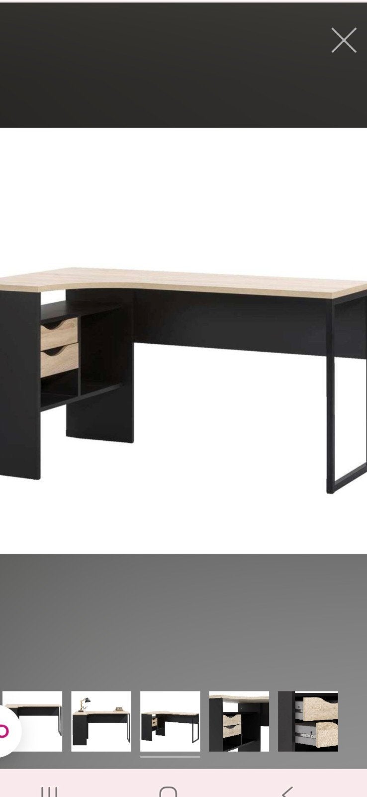 Zwart/eikenhout bureau, Huis en Inrichting, Bureaus, Ophalen, Gebruikt
