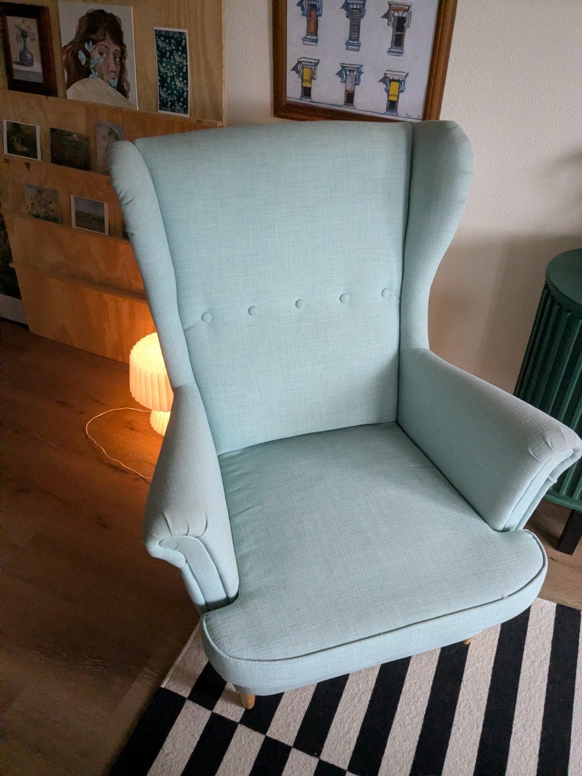 strandmon stoel Ikea licht turquoise, Huis en Inrichting, Fauteuils, Ophalen, 75 tot 100 cm, Stof, 75 tot 100 cm