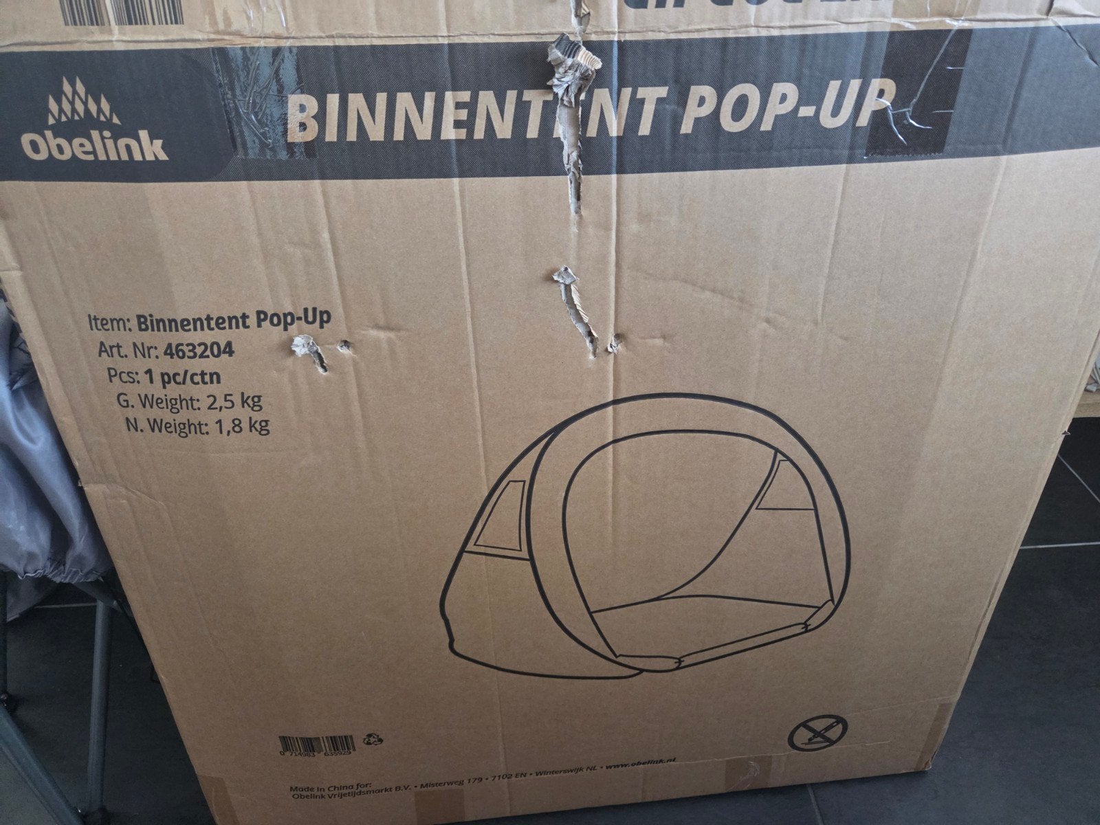 Obelink Binnentent Pop-Up - Nieuw in doos, Ophalen of Verzenden, Nieuw, Tot en met 2