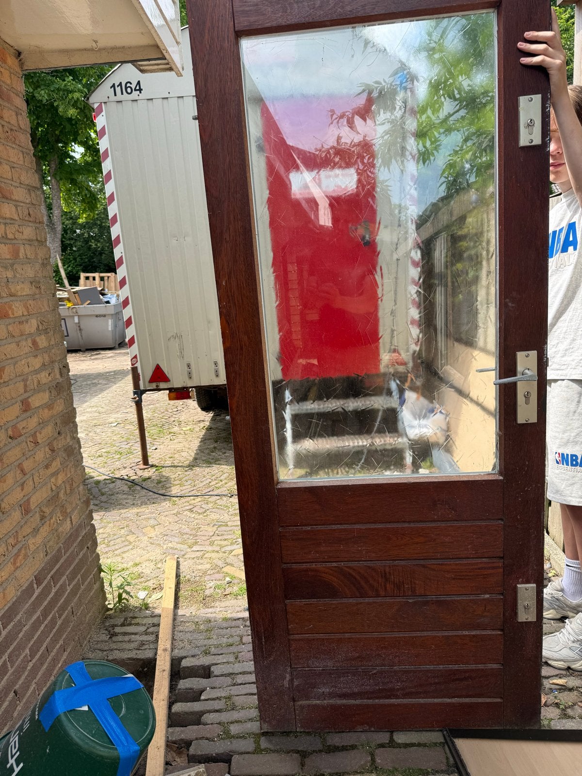 Buitendeur met matglas, Ophalen, Gebruikt, 80 tot 100 cm, Buitendeur
