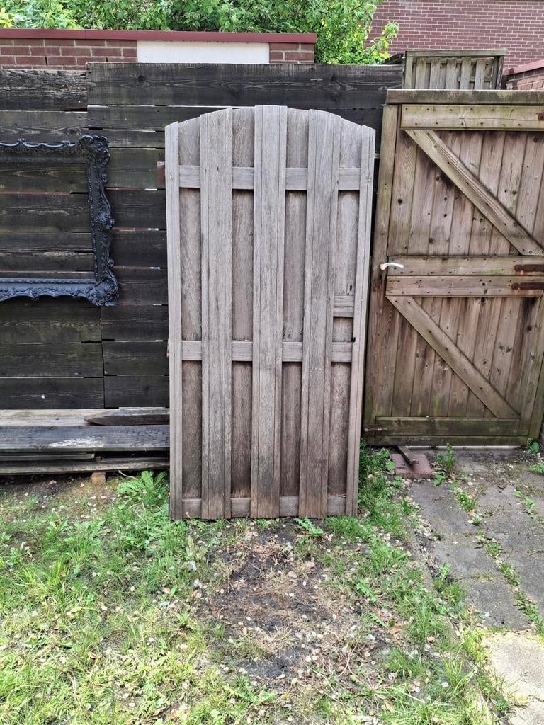 Geïmpregneerd houten tuinpoort met afgeronde bovenkant, Tuin en Terras, Tuinhekken en Hekwerk, Ophalen, Met poort, Gebruikt, Tuinhek