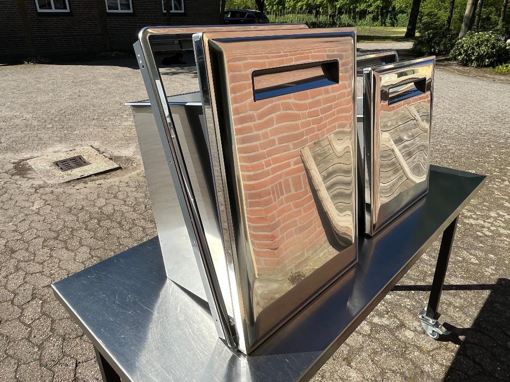 2 x RVS professionele inbouw RONDA afvalcontainers ( nieuw ), Ophalen, Nieuw, 40 liter of meer, Rvs