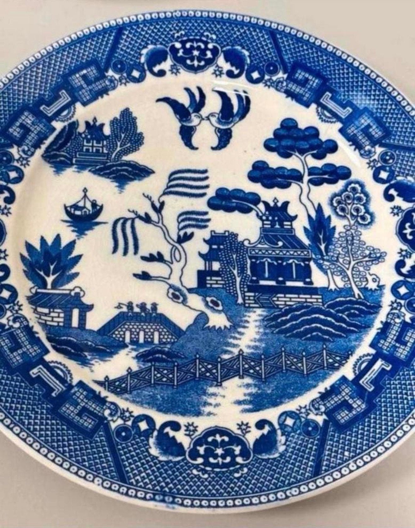 2X antiek Bord 1940 Blue Willow Japan Japans japanese borden, Ophalen of Verzenden