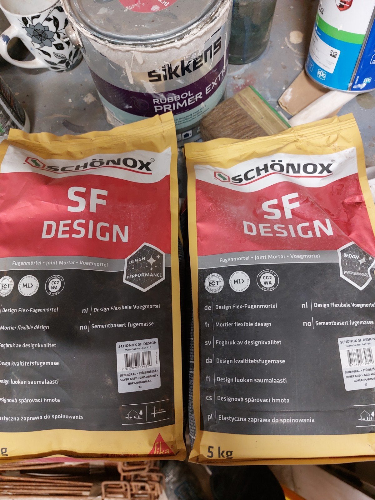 2 zakken Schönox SF Design voegmortel zilvergrijs 5kg, Ophalen of Verzenden