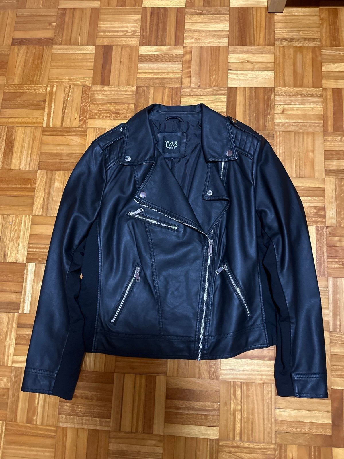 Zwarte MS Mode bikerjack, maat 46XL, Ophalen of Verzenden, Nieuw, Zwart