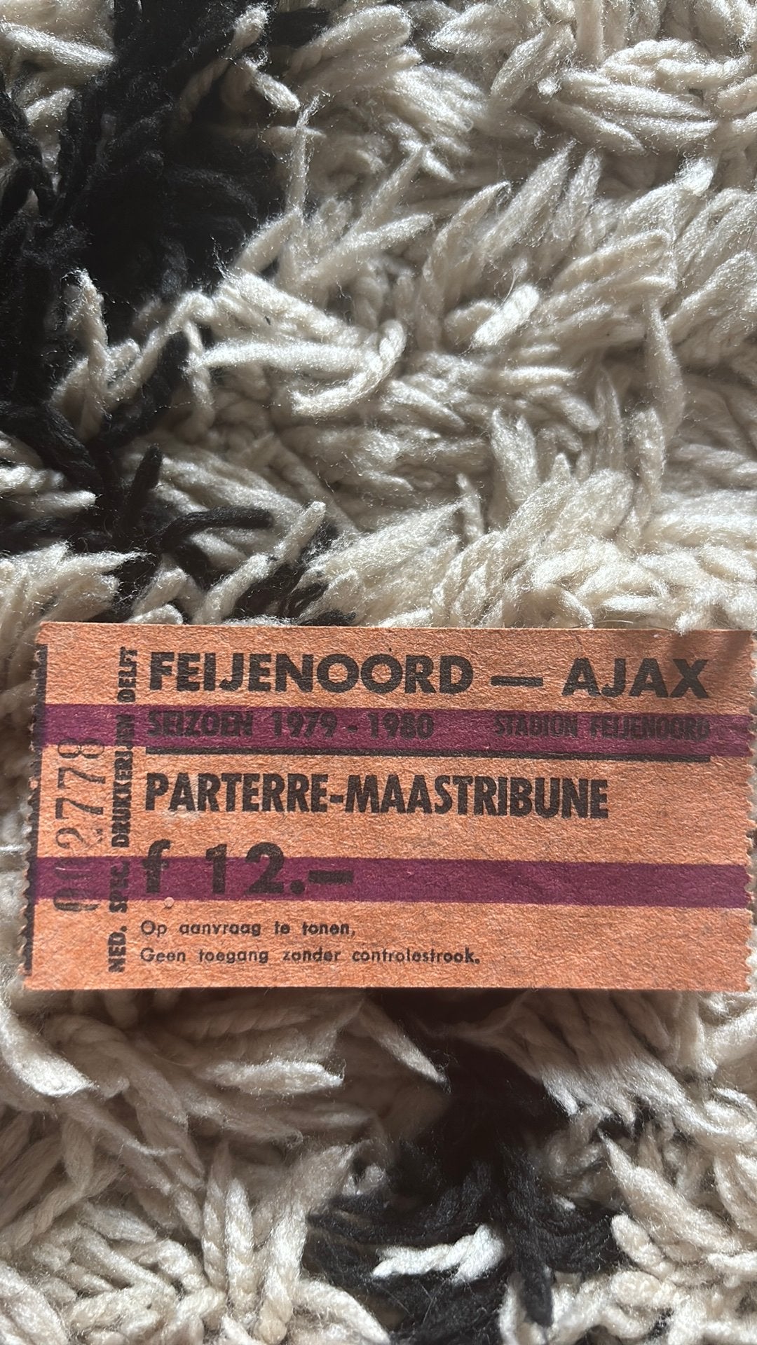 Oud stadionticket feyenoord ajax 1979-1980, Ophalen of Verzenden, Zo goed als nieuw, Ajax