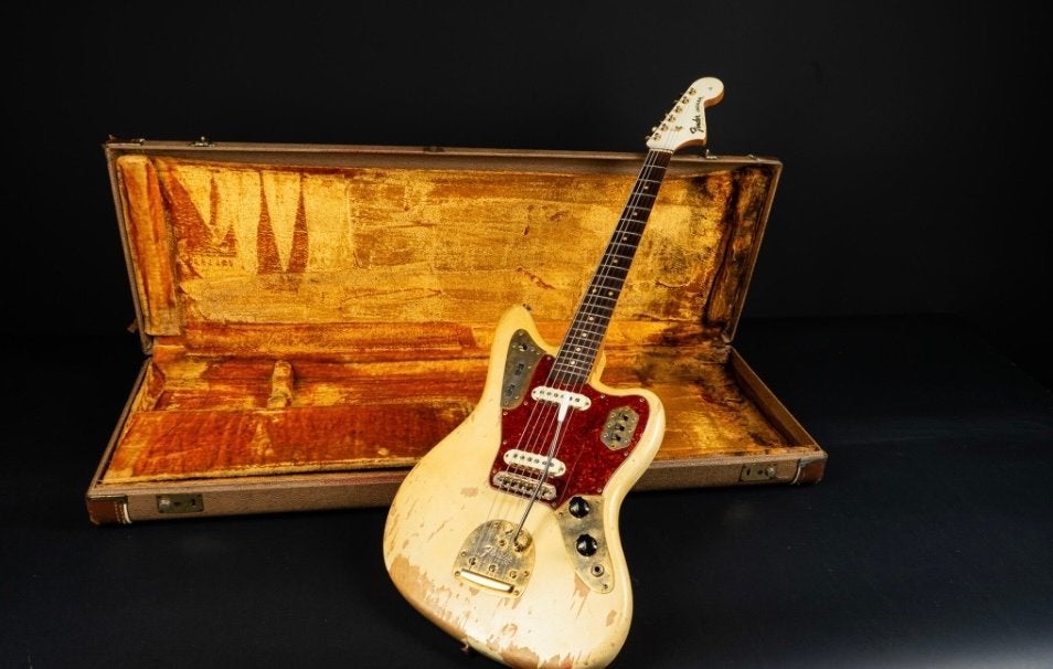 1964  Fender Jaguar Custom Kleur met Gouden Hardware, Ophalen of Verzenden, Gebruikt, Solid body, Fender