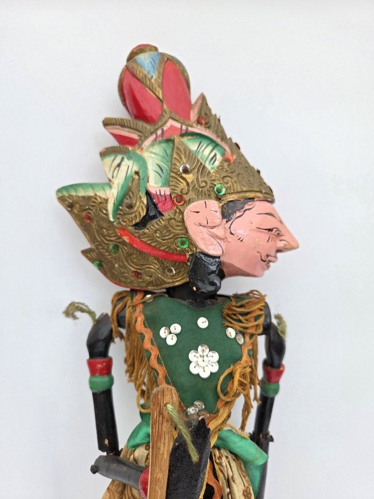 Wayang Golek staafpop - Indonesië, Hout, Bruin, Ophalen of Verzenden, Geschilderd