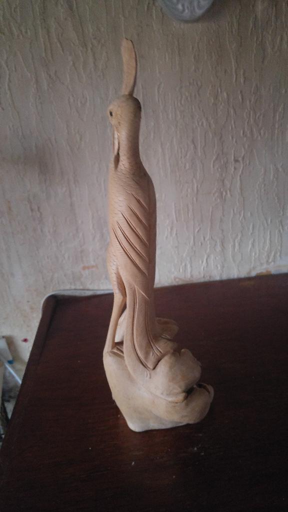 Een houten vogel kop gelijmt 31 cm, Ophalen of Verzenden, Beeld, Hout, Vogel