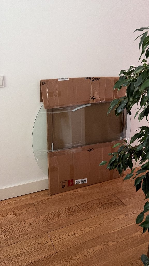 Ronde glazen tafelblad 110 cm, 1 cm dik, Huis en Inrichting, Tafelonderdelen, Gebruikt, Tafelblad, 100 tot 150 cm, 100 tot 150 cm