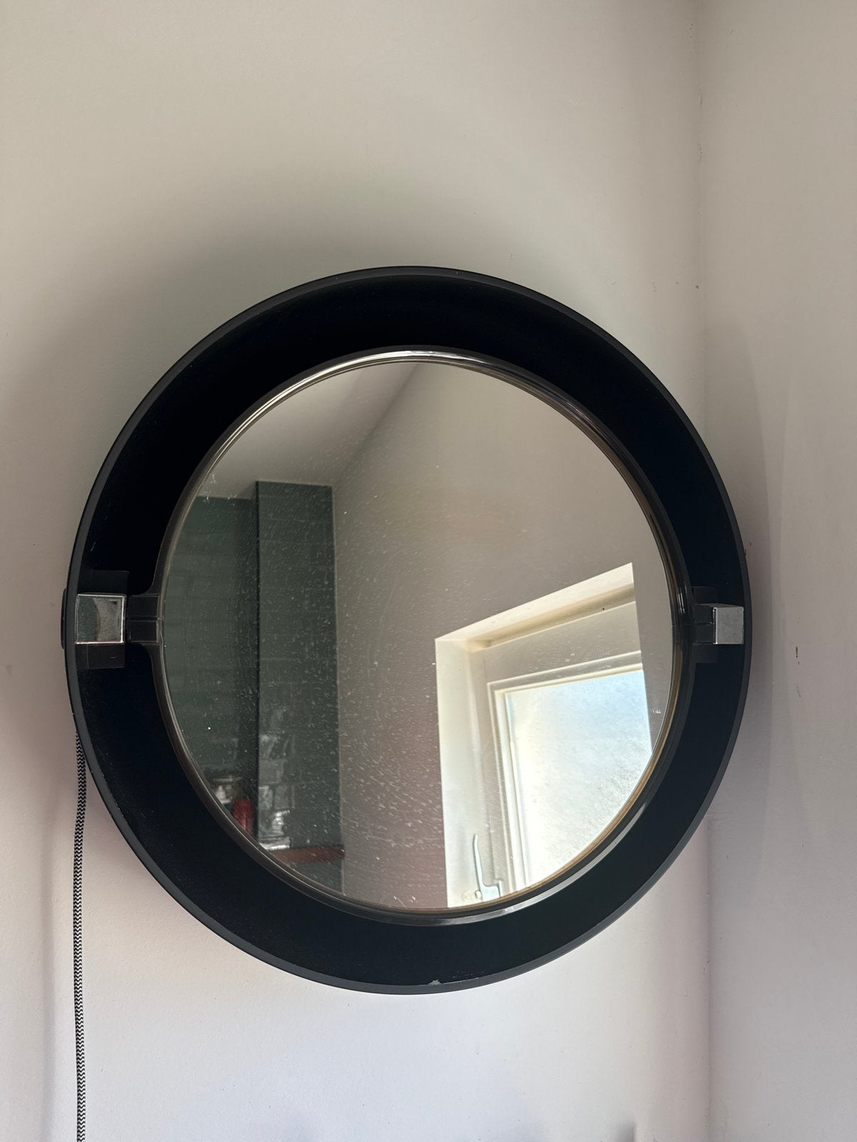 Vintage allibert spiegel, Gebruikt, Rond, Ophalen of Verzenden, Minder dan 100 cm