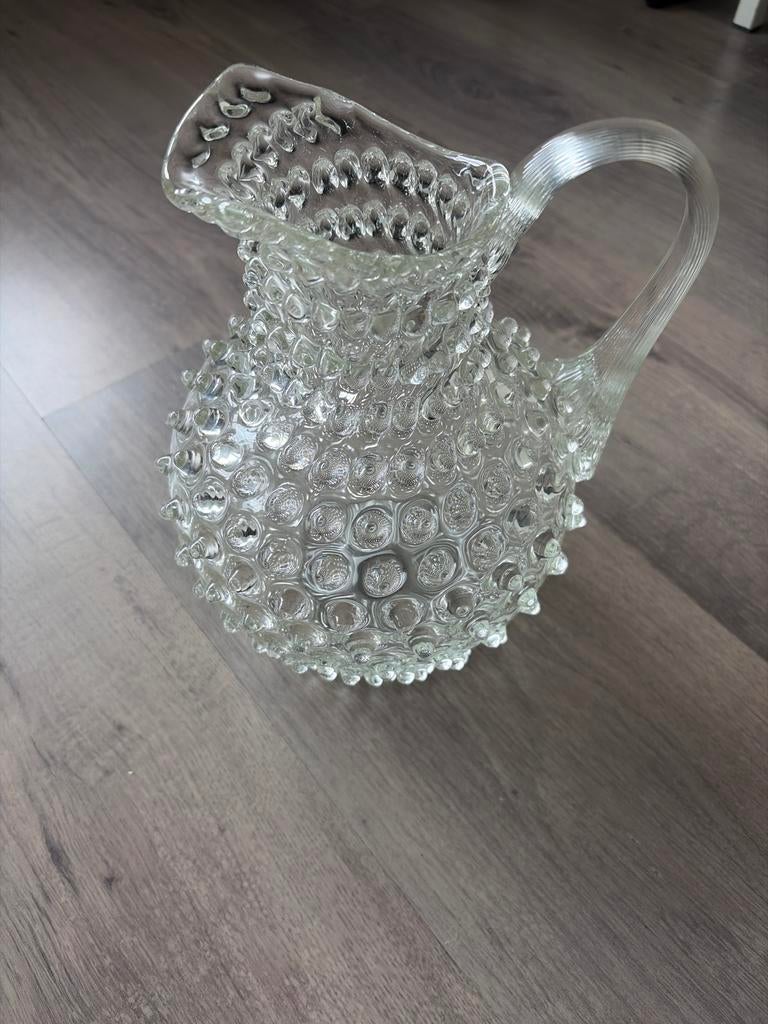 Vintage look Sissy Boy waterkan - Handgemaakt Boheems glas, Glas of Glazen, Ophalen of Verzenden, Overige stijlen, Glas