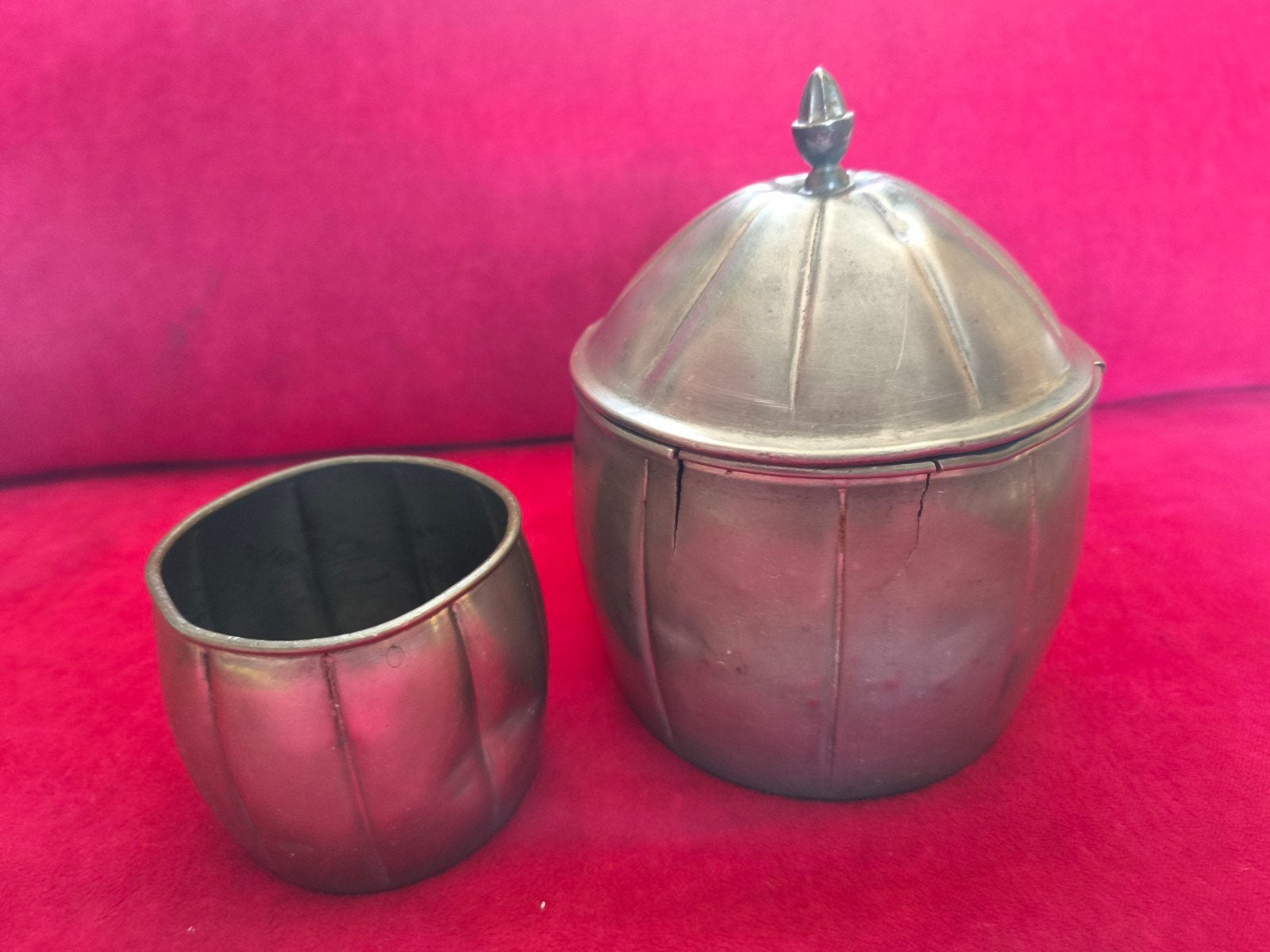 Antieke Rio Zuiver Tin Tiel pot met deksel en kom, Antiek en Kunst, Antiek | Tin, Ophalen of Verzenden