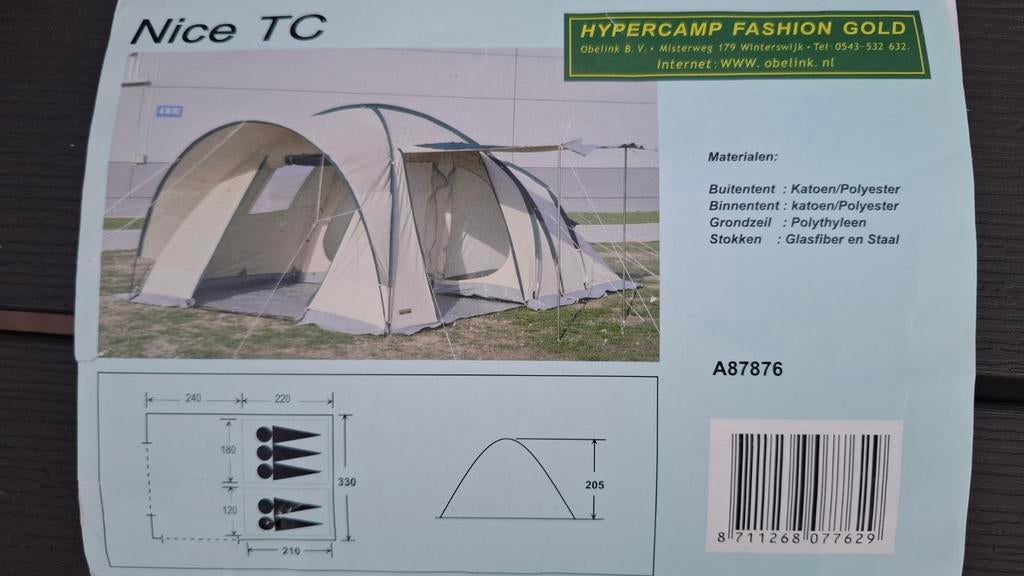 Hypercamp Fashion Gold Nice TC - 3-persoons, Caravans en Kamperen, Tenten, Ophalen