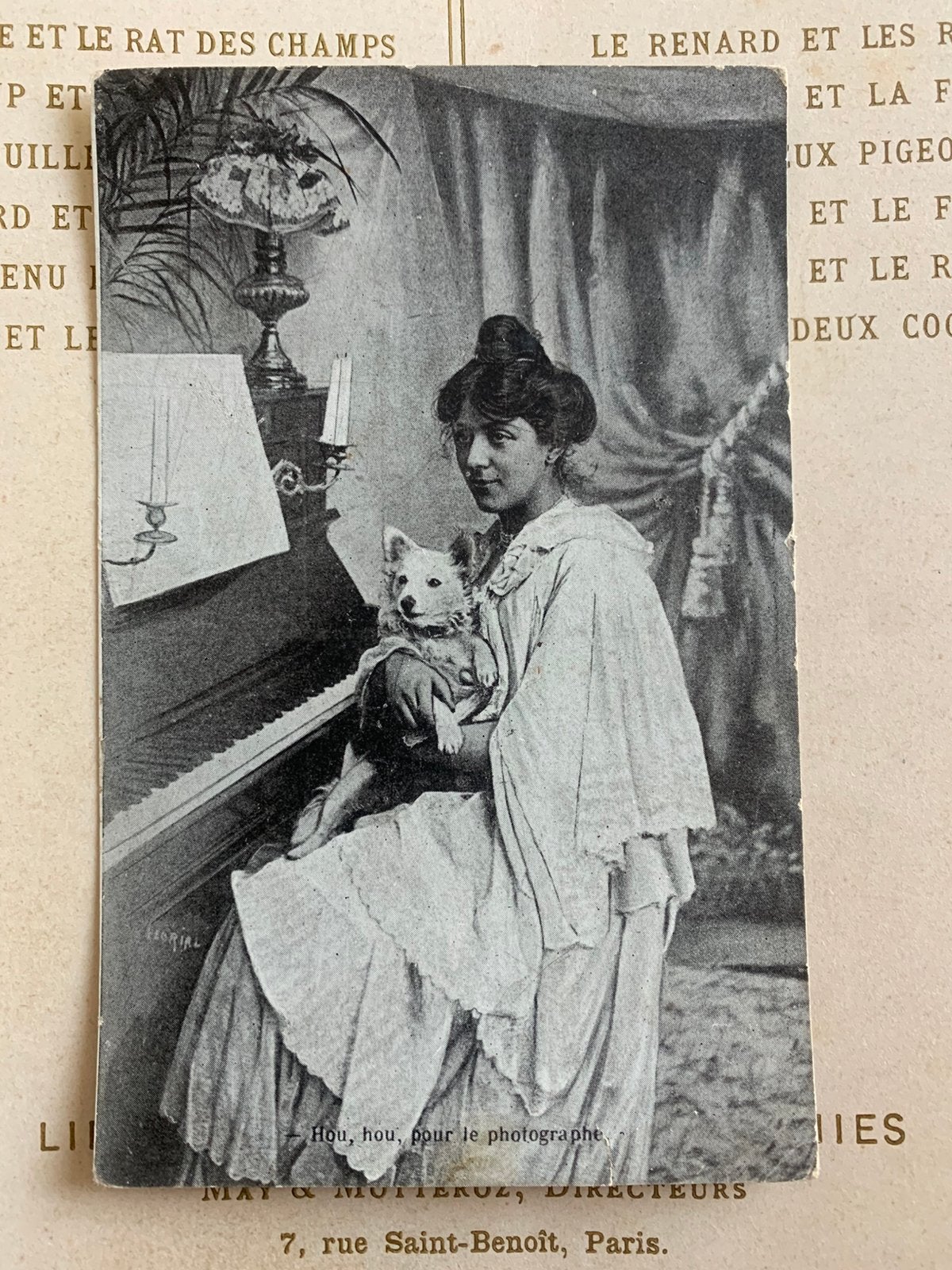 1905 Dame met hondje aan de piano (LE), Ophalen of Verzenden, Voor 1920, Gelopen, Overige thema's