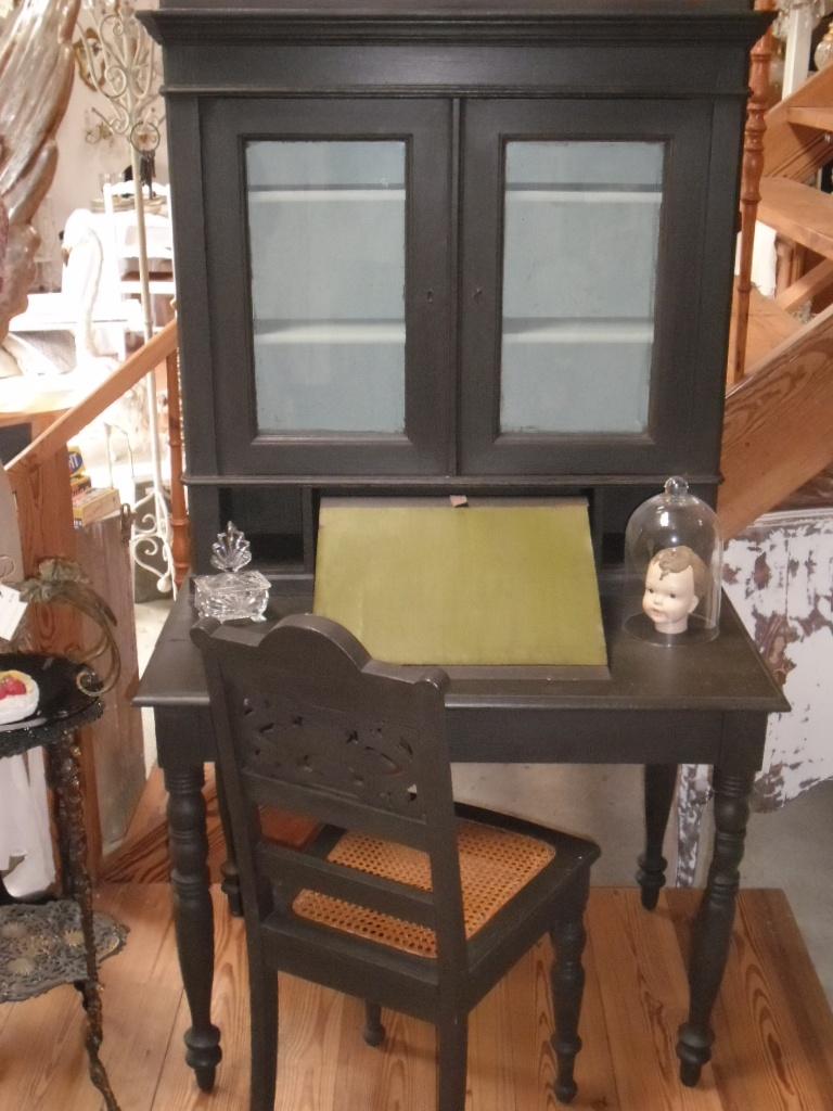 Schitterend brocante bureau inclusief stoel, Ophalen, Gebruikt, Zwart