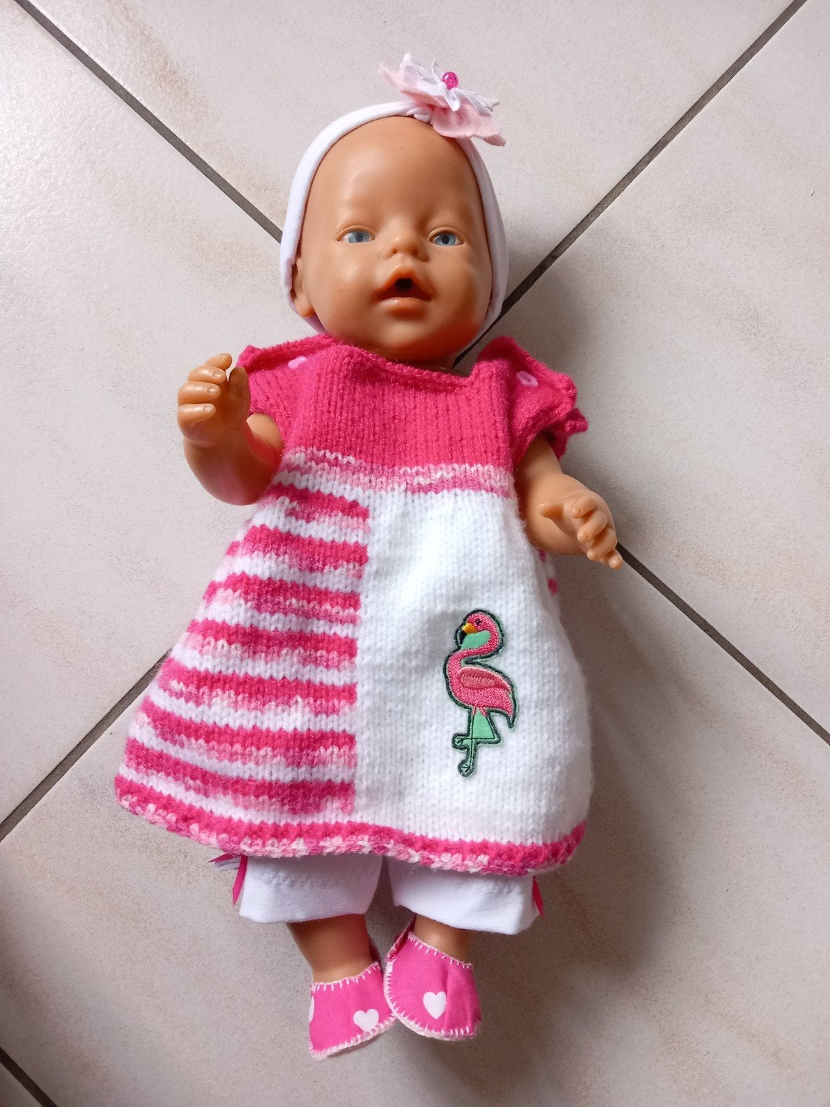Zelfgemaakte poppenkleertjes voor pop 43 cm 4 delig., Kinderen en Baby's, Ophalen of Verzenden, Nieuw, Babypop