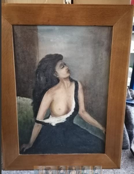 vintage antiek halfnaakt op canvas 1938, Ophalen