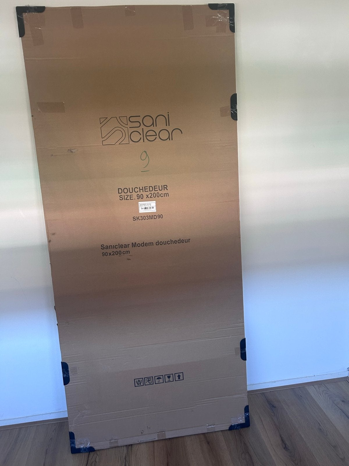 Saniclear Modern Douchedeur 90x200cm met RVS scharnieren, Ophalen of Verzenden, Nieuw, Rvs, Douche