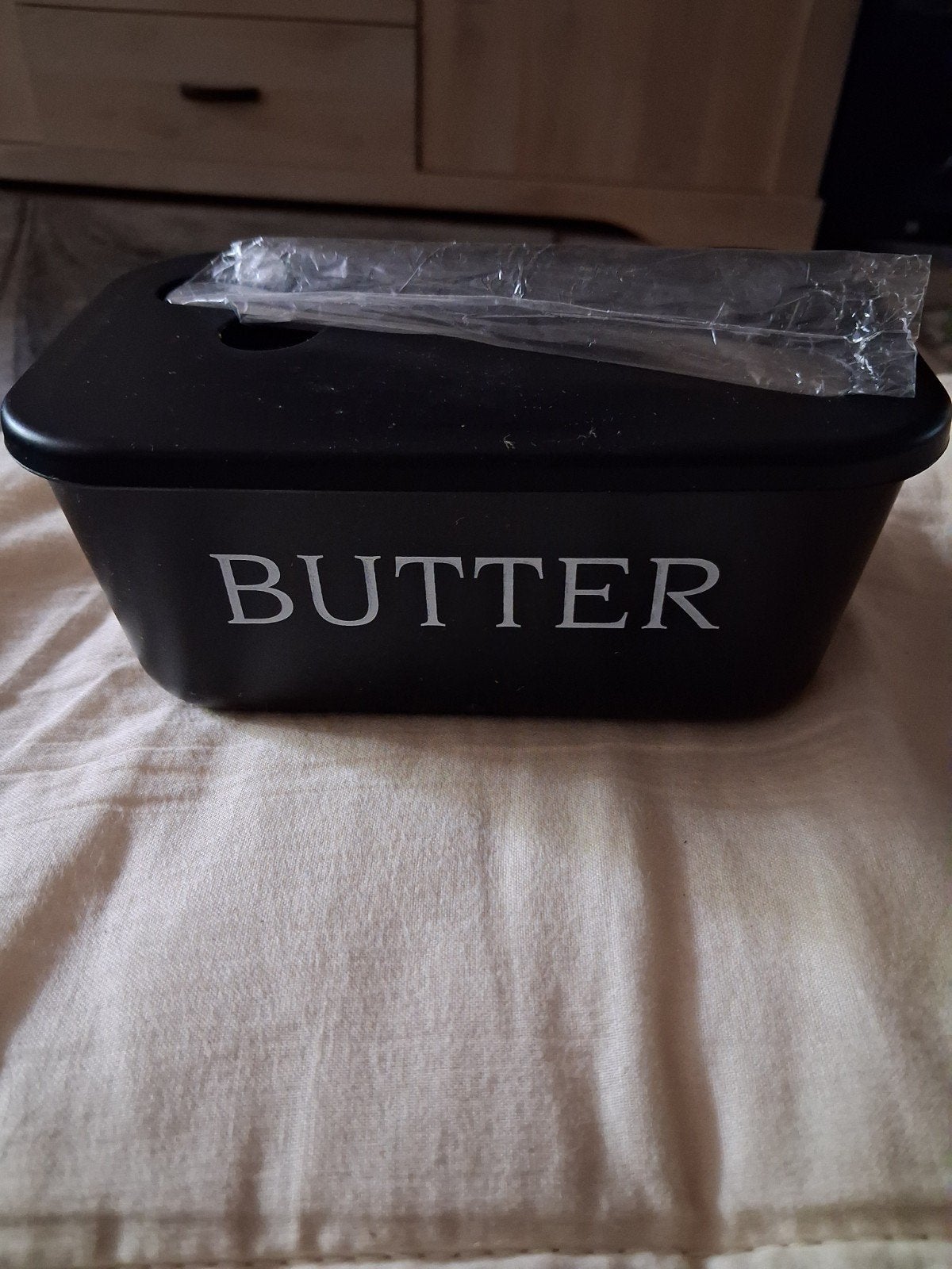 Zwarte botervloot met mesje - Nieuw, Ophalen, Overige typen, Nieuw, Zwart