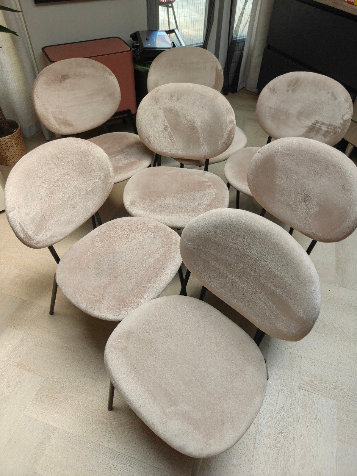 8 Velvet Eetkamerstoelen, Huis en Inrichting, Ophalen, Overige kleuren, Zo goed als nieuw, Stof